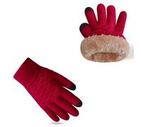 AUSUAYA Gant épais et chaud avec écran tactile, gant en laine et polaire doublé pour écran tactile pour l’hiver, temps froid W-G-G1, rouge, taille unique
