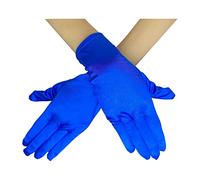 AUSUAYA Gants d'opéra courts en satin pour femme, longueur poignet des années 1920, gants de mariée pour soirée, danse, fête, église, mariage GB-WG-S-G1, bleu marine, taille unique