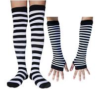 AUSUAYA Gants rayés longs sans doigts, mitaines tricotées pour femmes pour punk rock et cosplay gothique pour Halloween GB-WM-S-G5, taille unique