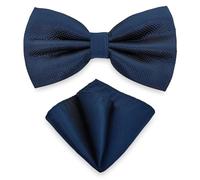 AUSUAYA M-B-T9 Ensemble nœud papillon et mouchoir de poche pour smoking ou mariage, bleu marine, taille unique