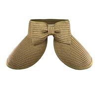 AUSUAYA Visière de paille pliable pour femme, chapeau de plage à large bord enroulable avec trou pour queue de cheval pour voyage GB-SM01, beige, M