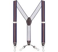 Ausukler Bretelles extra solides pour homme - 3,5 cm de large - Avec crochet pivotant - Noir, Bleu marine/bordeaux, taille unique