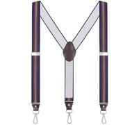 Ausukler Bretelles pour homme extra fortes de 3,5 cm de large avec crochets rotatifs et sangles élastiques Y-back pour jeans, Bleu marine/bordeaux, taille unique