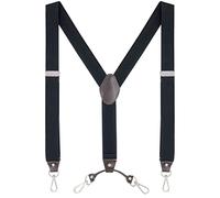 Ausukler Bretelles pour homme extra résistantes 3,5 cm de large avec crochet pivotant Heavy Duty Men Braces Noir