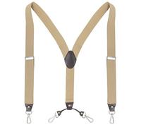Ausukler Bretelles pour homme extra solides 3,5 cm de large avec crochets pivotants Heavy Duty Men Braces Noir, beige, taille unique