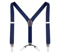 Ausukler Bretelles pour homme extra solides 3,5 cm de large avec crochets pivotants Heavy Duty Men Braces Noir, bleu marine, taille unique