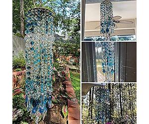 ausuky Carillon à vent en cristal d'aurore bleue à suspendre pour décoration de maison ou de jardin