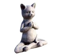 ausuky Statuette de chat en résine - Statue de Bouddha zen - Décoration de maison, bureau, bibliothèque