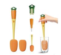 AUSYIWI Goupillon Biberon,Brosse de Nettoyage,Ecouvillon Bouteille,Brosse Biberon Bébé,Brosse à Vaisselle Tres Long Manche,avec 2 Embouts Eponge de Remplacement,pour Laver Bocaux en Verre,Becs