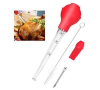 AUSYIWI Viande de Seringue, Poire à Sauce Poulet Turquie Barbecueavec Brosse de Nettoyage, Pinceau de Silicon y Aiguille d'Injecteur, Pipette pour Barbecue, Bœuf, Bacon, Poulet, Porc, Dinde (Rouge)