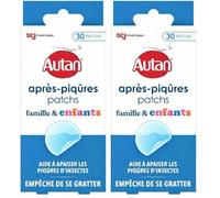 Autan - Patchs Après-Piqûres - Famille & Enfants - Aide à Apaiser les Piqûres d'Insectes - 30 Patchs (Lot de 2)
