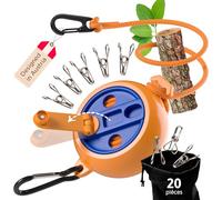 AUTDOOR® Corde à Linge Rétractable - manivelle dépliable pour Un enroulement sans Effort - Corde à Linge Robuste de 10m pour Le Camping, Le Camping-Car & Le Balcon (Orange)