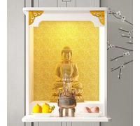 Autel bouddhiste avec rangement, sanctuaire mural pour méditation et prière, décoration d'intérieur moderne, table d'encens Guanyin, table d'hommage pour pratiques spirituelles