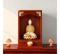 Autel Bouddhiste Bois Massif épaissi, Sanctuaire Prière Méditation Mural Bureau Double Usage, Présentoir Culte Spirituel pour Maison(Red,30x30x54cm)