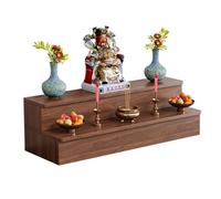 Autel Bouddhiste en Bois, Autel de Méditation à Deux Niveaux, Table Bouddhiste de DéTente pour PrièRes Culte, Table D'Autel de MéDitation en Bois pour La Maison(50x30x40cm/20x12x16in)