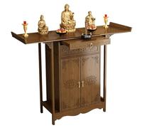 Autel Bouddhiste en Bois de Chinois, Table D'Autel de MéDitation avec Plateau Extensible et Tiroirs de Rangement, Armoire D'Autel pour Statues de Guanyin, Cai Shen et Bouddha(80x108cm/32x42.5in)