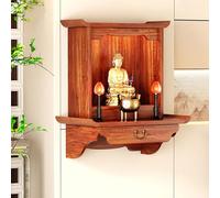 Autel Bouddhiste en Bois Massif Armoire Dieu de la Richesse, Petite Table d'autel Bouddhiste Domestique avec Plaque de Traction Rétractable, Style Modern(88 * 40 * 77cm/34 * 15 * 30in)