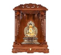 Autel Bouddhiste Fait Main sur Mesure, Table Sanctuaire Culte Bois Massif avec Tiroir Caché, Autel Prière Spirituelle pour Affichage des Statues Bouddha(36x56x28cm)