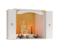 Autel Bouddhiste Mural avec Portes Pliantes, Table D'Autel de MéDitation, Étagère Bouddhiste pour La Maison et La Salle de Méditation, Statue de Bouddha et Offrandes(White,50x40x60cm/20x16x24in)