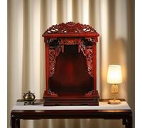 Autel bouddhiste mural, support d'autel personnel avec plaque de traction rétractable, table d'autel de méditation en bois massif, armoire à Bouddha, pour chambre, bureau (rouge, 42 cm/16,5 po)