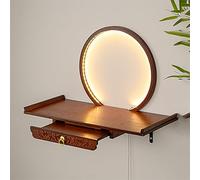 Autel Bouddhiste, Petite Table d'autel Bouddhiste Domestique avec Plaque de Traction rétractable, Support Mural pour Statue de Bouddha avec lumière LED(Rosewood,40 * 26cm/15 * 10in)