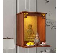 Autel Bouddhiste, Table D'autel Personnelle, Autel Mural avec Panneau de Rangement Coulissant, Table de Méditation, pour la Maison ou Le Temple(Brown,34x25x40cm/13x10x15.7")