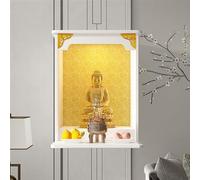 Autel Bouddhiste, Table D'autel Personnelle, Autel Mural avec Panneau de Rangement Coulissant, Table de Méditation, pour la Maison ou Le Temple(White,60x33x53cm/23.5x13x21)