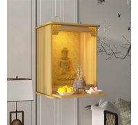 Autel Bouddhiste, Table D'autel Personnelle, Autel Mural avec Panneau de Rangement Coulissant, Table de Méditation, pour la Maison ou Le Temple(Yellow,34x25x40cm/13x10x15.7")