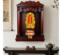 Autel de Bouddha en bois massif mural/bureau, autel domestique, sanctuaire du Dieu de la Richesse casier, présentoir de table pour encens Guanyin(B,50*35*72CM/19.6*13.7*28.3IN)