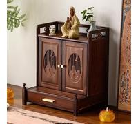 Autel De Sanctuaire en Bois Massif avec Portes Et Tiroirs Maison De Cendres Table Pooja Statue De Bouddha Guan Gong Guanyin Table D'offrande Étagère De Bouddha Support(Desktop)