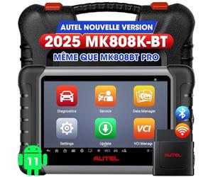 Autel MaxiCOM MK808K-BT Valise Diagnostic Auto OBD2 Diagnostic Multimarque | Version bidirectionnelle améliorée MK808S/MX808S, BT ver. MX900, test actif, 28+ services, scan tous systèmes, test batterie