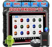Autel MaxiCOM MK900TS TPMS Diagnostic Auto, 2026 MK900-TS Up de MS906TS MX900TS MK808S-TS MK900 MK900BT, Program/Réapprenti TPMS, CAN FD&DoIP, Scanner Bidirectionnel 3K+ Tests Actif, 40+ Service, OS11