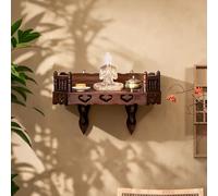 Autel monté sur mur en bois massif, sanctuaire de Bouddha d'angle avec guardrail, table de culte Feng Shui pour Bouddha et affichage de la statue de Dieu (taille L)