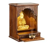 Autel Mural en Bois Massif, étagère de méditation sculptée à la Main for prière Bouddhiste, présentoir Spirituel for sorcières et wiccans