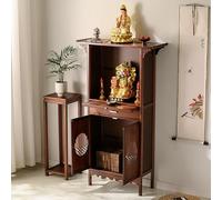 Autel rétro avec Armoire, Autel Bouddhiste décoratif for Temple, table d'autel avec tiroir et rangement, Socle pour Statue de Bouddha, pour Salon, Entrée ou Bureau(108*31*150cm/42.5*12.2*59in)