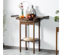 Autel rétro avec Armoire, Table d'autel de Méditation, Motif Sculpté Chinois, avec tiroir et rangement, Socle pour Statue de Bouddha, pour Salon, Entrée ou Bureau(80*40*100cm/31.5*15.7*39.5in)