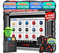 Autel Scanner MaxiPRO MP808BT Pro Kit Diagnostic Auto: 2 Ans Mises à Jour (€700) Ver du MP900-BT Kit MK900BT MK808S, (€200) 11 Adaptateurs, Codages ECU comme MP900BT MS906 Pro, 3000+ Bidirectionnels