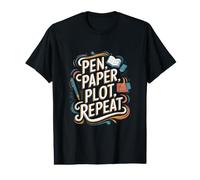 Auteurs Poètes Littérature Writer Pen Papier Plot Repeat T-Shirt Graphique avec Valeur