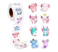 Authentic Axolotl Stickers, Cute Design Set, Salamander Decal Pack, Waterproof Sturdy Material, Easy Peel Adhesive for School Classroom Party Phone Cup Computer Tablet Water Bottle Kids Adults