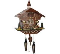 Authentic German Black Forest Cuckoo Clock Horloge à Coucou à Quartz Maison de la Forêt-Noire avec Hachoir en Bois Mobile et Roue de Moulin avec Musique TU 4217 QM
