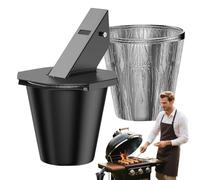 Authentic Grease Bucket, BBQ Drip Container, Heat Resistant Oil Trap, Spill Proof Reusable Grease Collector Grill Accessories Outdoor Cooking Kitchen Cleanup Tool Camping Party Use