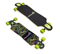 authentic sports & toys GmbH Muuwmi Longboard Compact Neon - Roulements à Billes ABEC 7 Fluo - avec Roues LED - Deck 83 x 22 cm - Charge Max. 100 kg