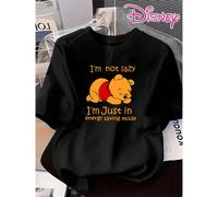 Authentique Disney Winnie l'Ourson Conception de dessin animé endormi. Légende : "Je ne suis pas paresseux, je suis juste dans le mode." Nouveau t-shirt à manches courtes d'été Disney, t-shirt imprimé
