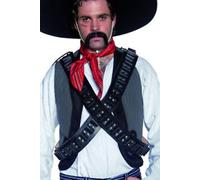 Authentique Ouest Cuir Balle Ceinture Bandoulière Noir Hommes Cowboy Sheriff