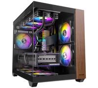 authentique prinstall 4 x 120 mm ventilateur argb & pwm port-c port panoramique vue en verre tremp de verre noir casse ATX mid-trower mirage 6