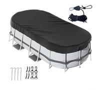 Autilyshop Bâche de piscine ovale imperméable en polyester résistant aux intempéries et aux débris avec serrage rapide pour piscines hors sol pour piscine gonflable rectangulaire et ovale avec cadre