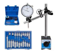 Autilyshop Ensemble d'indicateurs de base magnétique réglable avec construction en acier trempé, bras rotatif à 360 degrés, design rainure en V, bouton de réglage fin et 22 points d'indication de