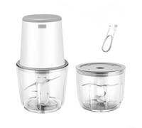 Autilyshop Hachoir à viande électrique double bol pour légumes, viande, noix, aliments pour bébés, construction en acier inoxydable et verre, utilisation sûre et facile, vert, blanc, rose, jaune