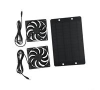 Autilyshop Kit de ventilateur d'échappement solaire avec deux ventilateurs de 12 cm et panneau solaire en PET 10 W 12 V pour poulailler, serre, abri de compagnie, moteur résistant aux intempéries