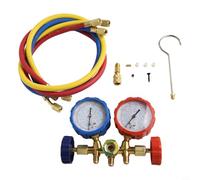 Autilyshop Kit d'outils de diagnostic et d'entretien pour système de climatisation CVC avec jauges en laiton à double tête, valves et tuyaux à code couleur pour R12 R22 R404A R134A